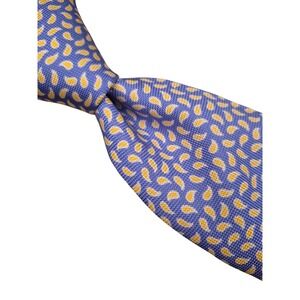 Brooks Brothers Mens Blue Yellow Paisley Silk Tie Made in USA Italian Fabric